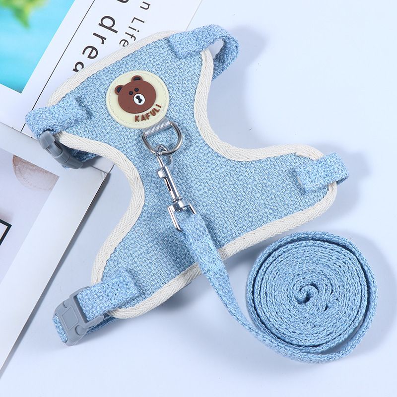 Adjustable Bear Chest Harness for Small Dogs and Cats Blue bear M code recommended 3.00 kg-6.50 kg