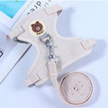 Adjustable Bear Chest Harness for Small Dogs and Cats beige leather bear S code is recommended below 1.00 kg-3.00 kg