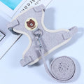 Adjustable Bear Chest Harness for Small Dogs and Cats gray leather bear S code is recommended below 1.00 kg-3.00 kg