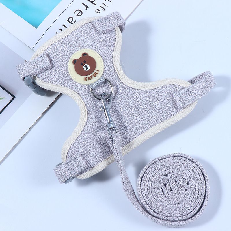 Adjustable Bear Chest Harness for Small Dogs and Cats gray leather bear S code is recommended below 1.00 kg-3.00 kg