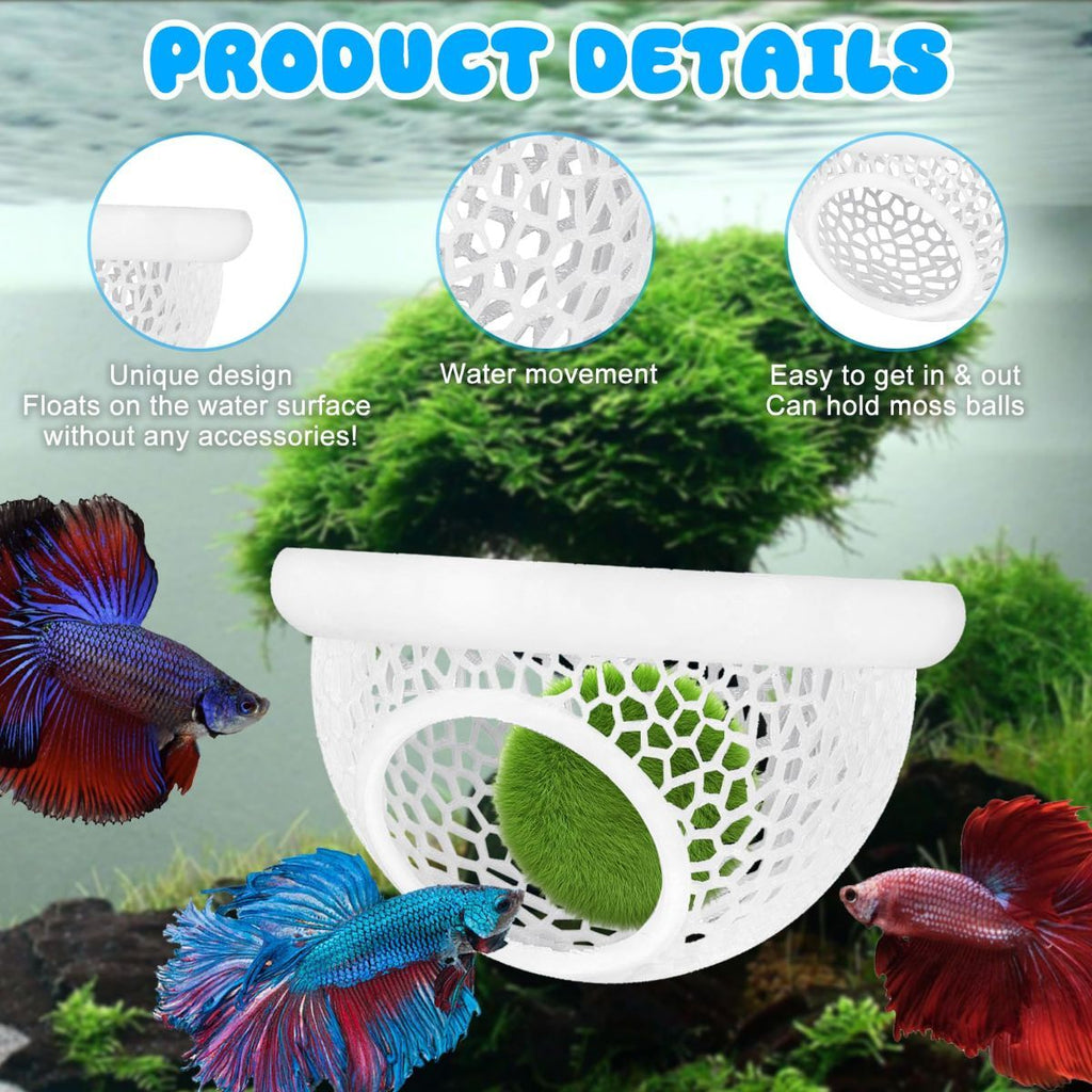 Floating Betta Hide & Shrimp Cave – 3D Printed Aquarium Hammock, Feeder & Rest Spot – Floating Betta Log & Cave Decor for Nano Tanks, Corydoras, Shrimp & Small Fish – Safe PLA, Patent Pending - Beige - Size S