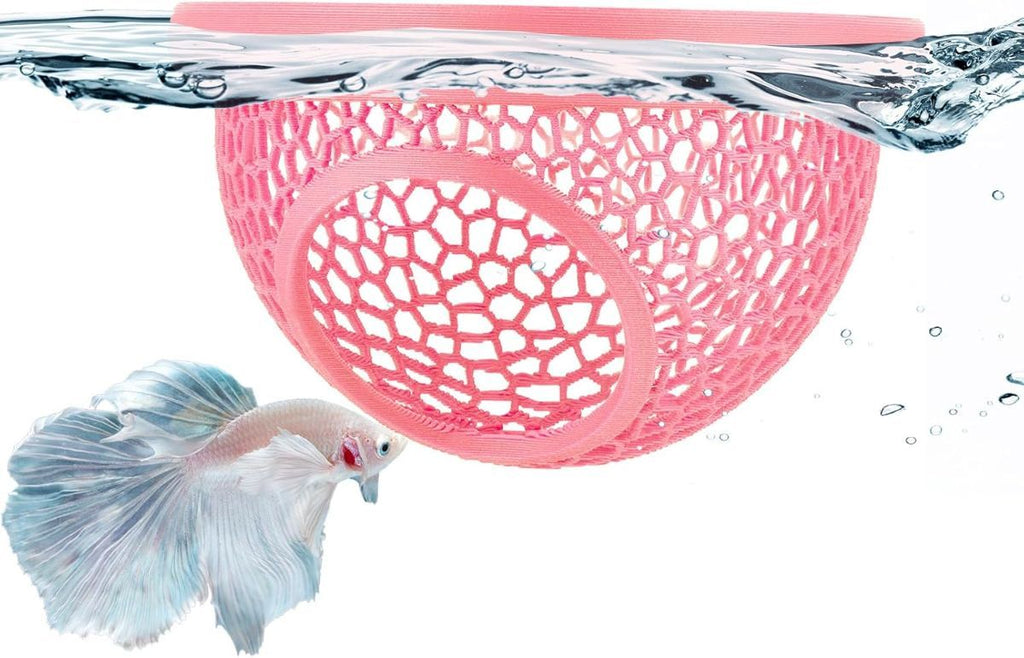 Floating Betta Hide & Shrimp Cave – 3D Printed Aquarium Hammock, Feeder & Rest Spot – Floating Betta Log & Cave Decor for Nano Tanks, Corydoras, Shrimp & Small Fish – Safe PLA, Patent Pending - Black - Size S
