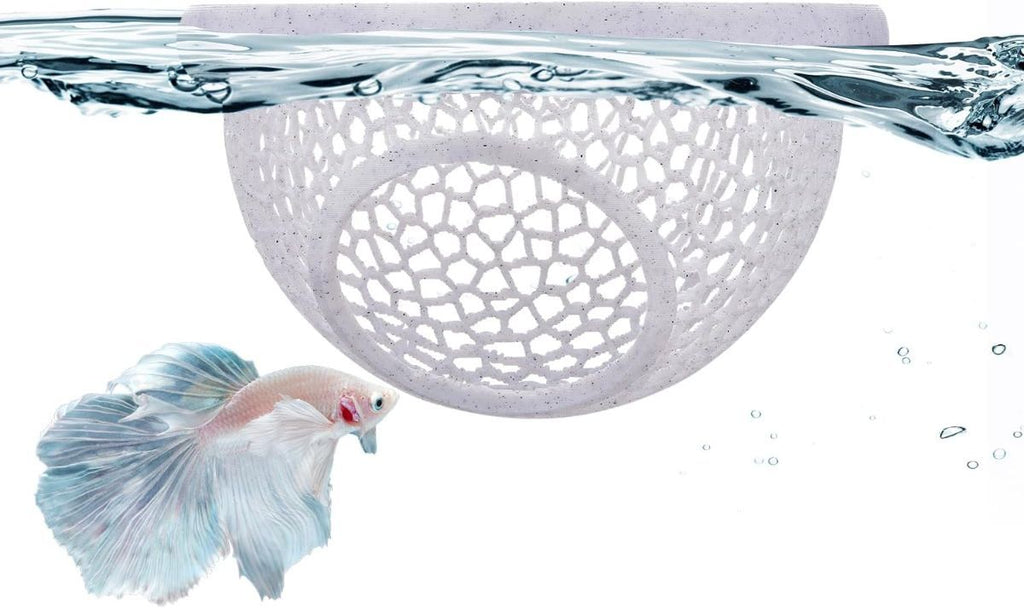 Floating Betta Hide & Shrimp Cave – 3D Printed Aquarium Hammock, Feeder & Rest Spot – Floating Betta Log & Cave Decor for Nano Tanks, Corydoras, Shrimp & Small Fish – Safe PLA, Patent Pending - Yellow - Size S