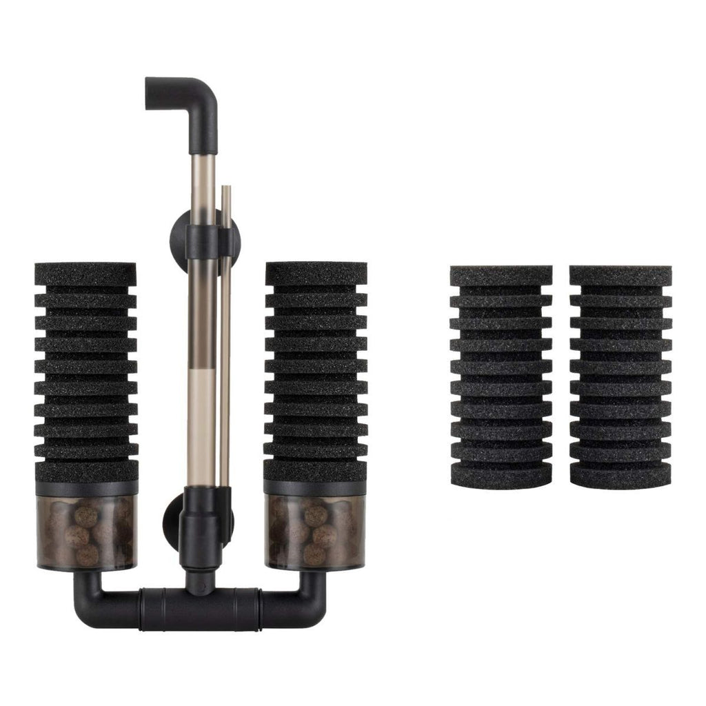 Aquarium Double Sponge Filter, Comes with 2 Spare Sponges - Black - Size M