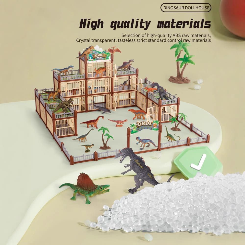 DIY Jurassic Theme Park Building Set for Kids, Creative Dinosaur Arena Toy with Realistic Dinosaurs and Palm Trees, Educational Playset for Ages 3+ to Build and Explore (326PCS, Green)