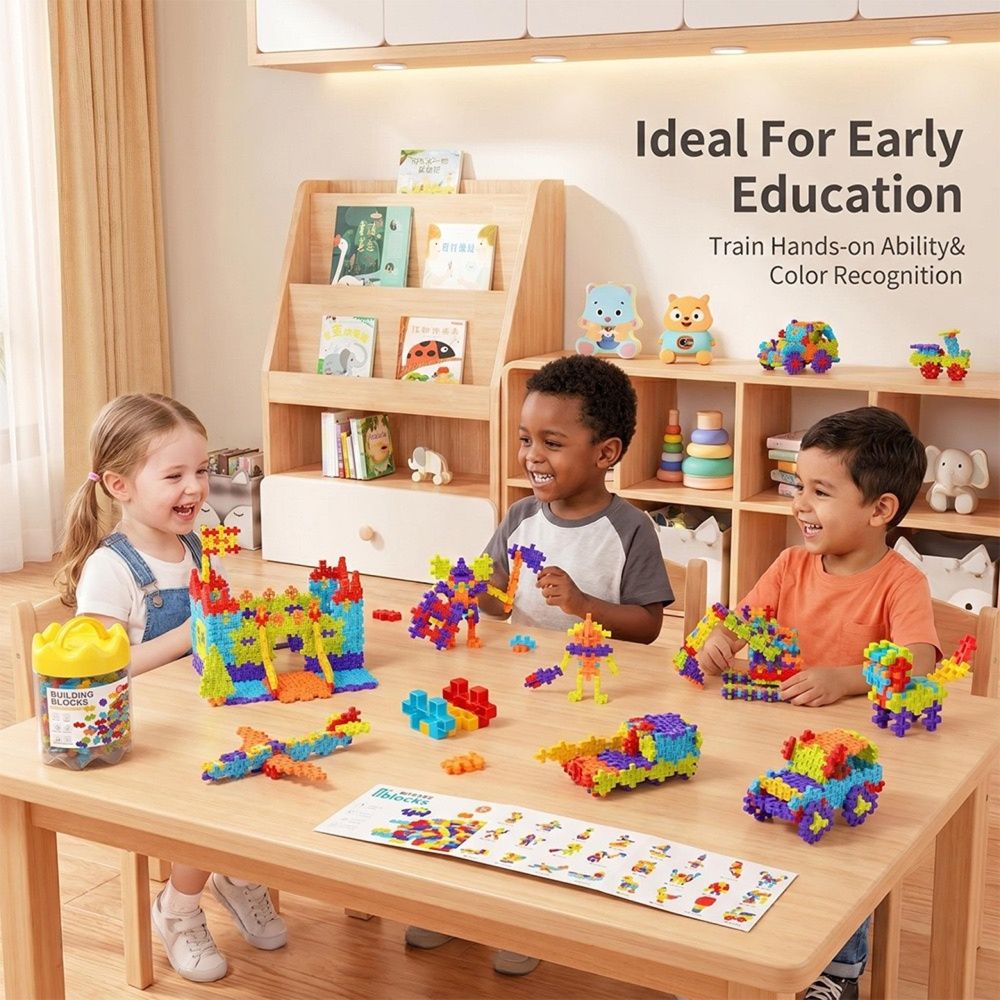 6-Color Mix Double Cross Building Blocks Set for Kids - Creative STEM Early Learning Toys for Ages 3-6, Ideal for Preschool, Home Play, and Educational Gifts (130PCS)