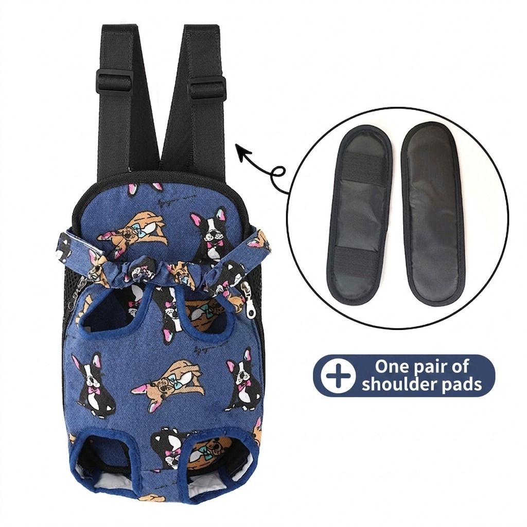 Portable Pet Front Chest Backpack for Small Dogs and Cats – Hands-Free Travel Carrier with Adjustable Straps, Breathable Mesh, and Padded Shoulder Pads for Comfortable Outdoor Adventures (L, White)