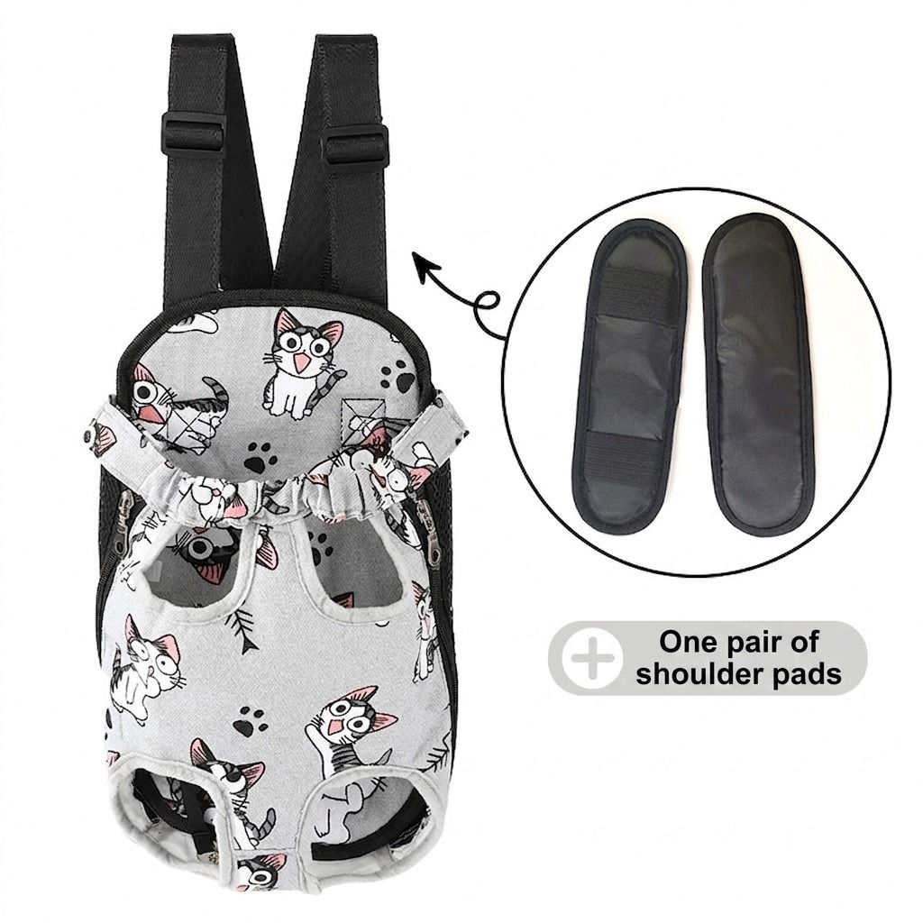 Portable Pet Front Chest Backpack for Small Dogs and Cats – Hands-Free Travel Carrier with Adjustable Straps, Breathable Mesh, and Padded Shoulder Pads for Comfortable Outdoor Adventures (M, Leopardprint)