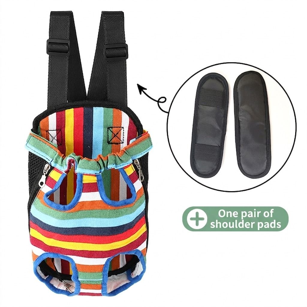 Portable Pet Front Chest Backpack for Small Dogs and Cats – Hands-Free Travel Carrier with Adjustable Straps, Breathable Mesh, and Padded Shoulder Pads for Comfortable Outdoor Adventures (S, Leopardprint)