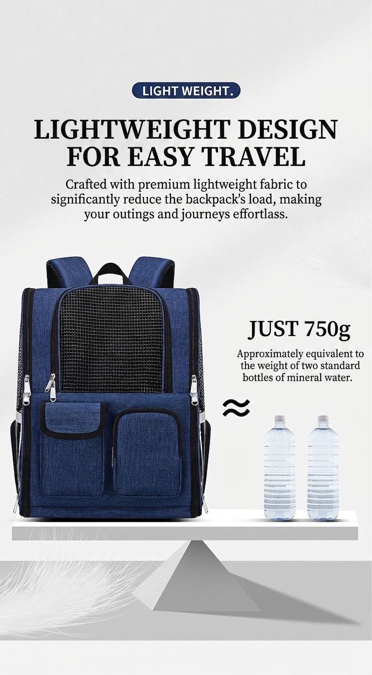 Pet Carrier Backpack for Travel, Hiking, and Vet Visits – Breathable Mesh Design with Reflective Safety Strips, Ideal for Cats and Small Dogs, Hands-Free Convenience for Outdoor Adventures (Black)