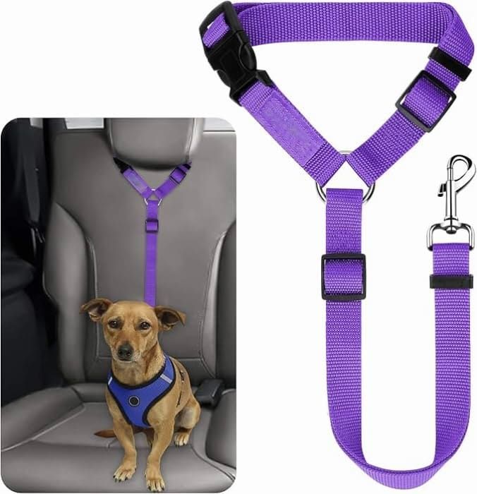 Protect Your Pet on the Road: 2-in-1 Adjustable Dog Car Safety Tether and Leash, 360° Rotating Hook for Cars and SUVs, Secure Your Cat or Dog During Travel (Blue)