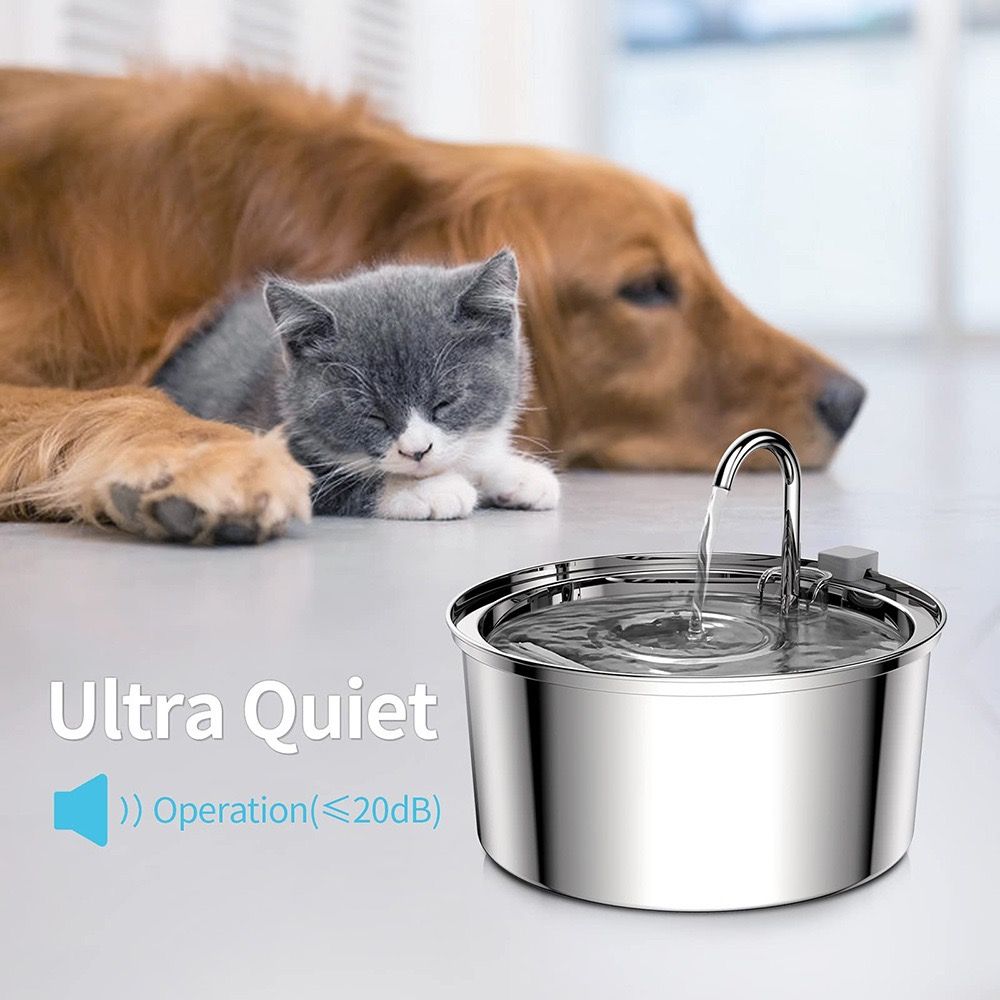 304 Stainless Steel 3.2L Pet Water Fountain with Triple Filtration, Ultra-Quiet Pump, and Dishwasher-Safe Design for Cats and Small Dogs (C1)