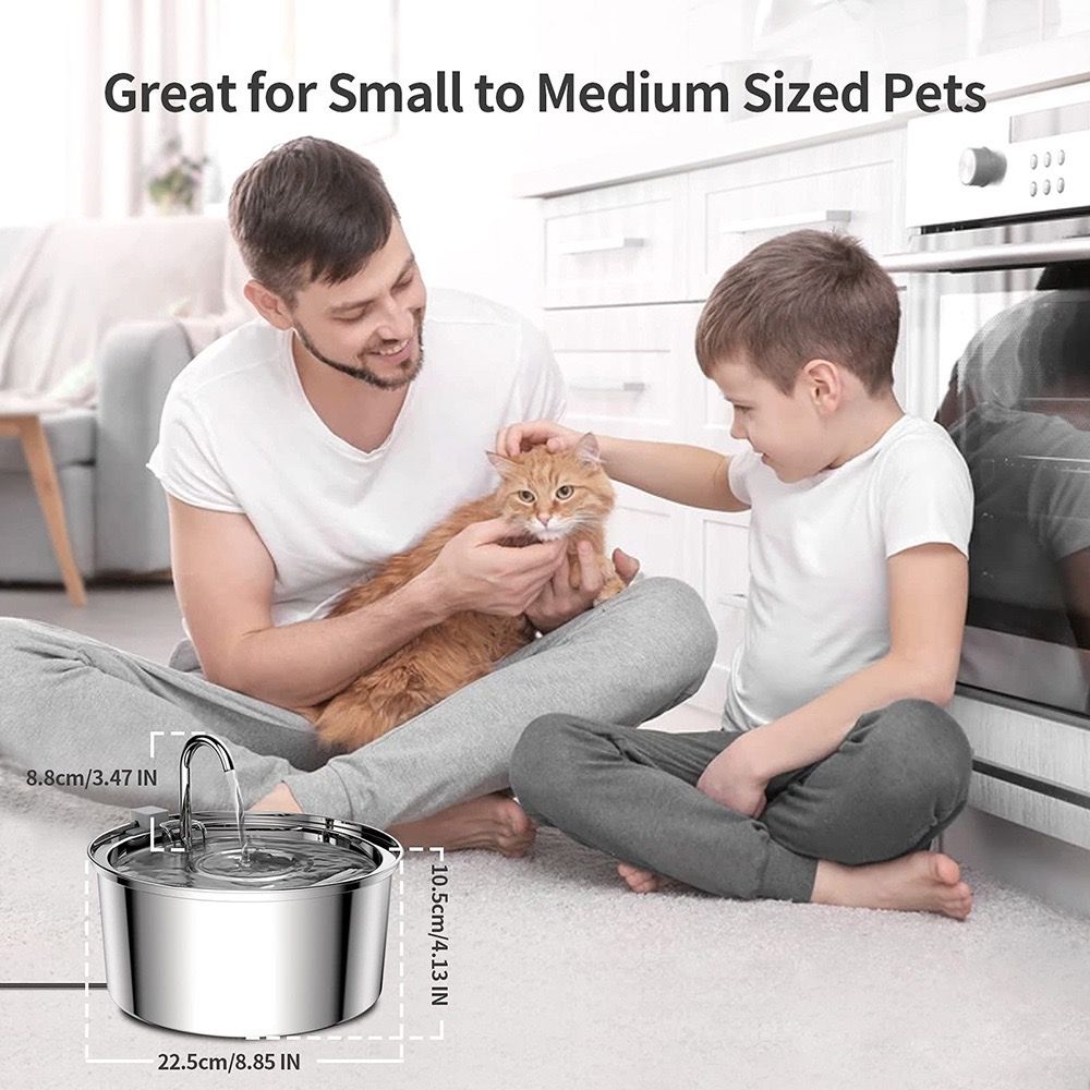 304 Stainless Steel 3.2L Pet Water Fountain with Triple Filtration, Ultra-Quiet Pump, and Dishwasher-Safe Design for Cats and Small Dogs (C2)