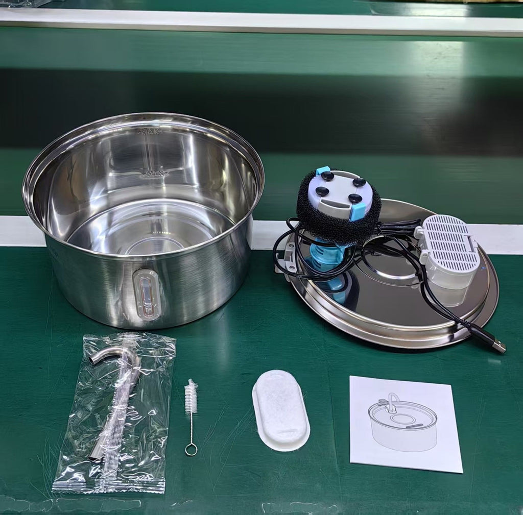 304 Stainless Steel 3.2L Pet Water Fountain with Triple Filtration, Ultra-Quiet Pump, and Dishwasher-Safe Design for Cats and Small Dogs (C3)