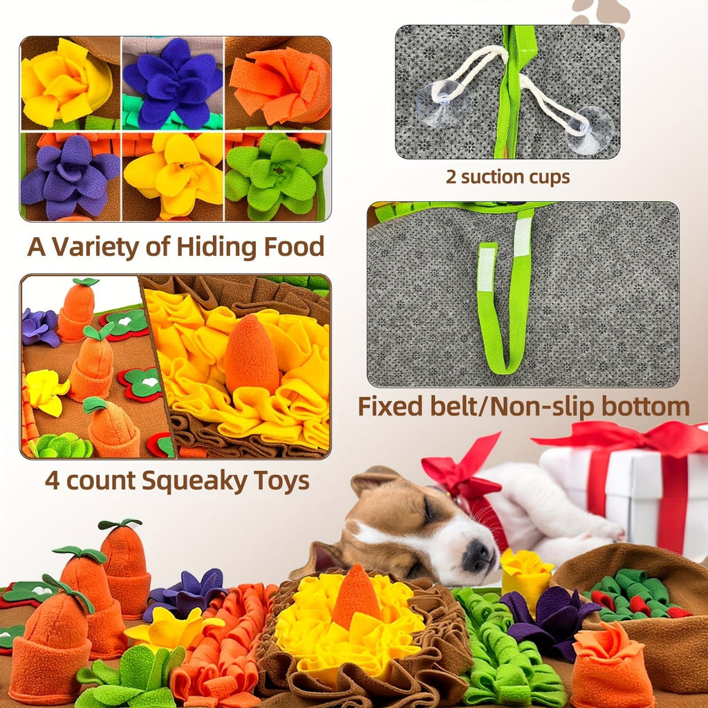 Interactive Pet Snuffle Mat for Dogs and Cats, Slow Feeding Puzzle Toy for Mental Stimulation and Stress Relief, Machine Washable, (Colorful)