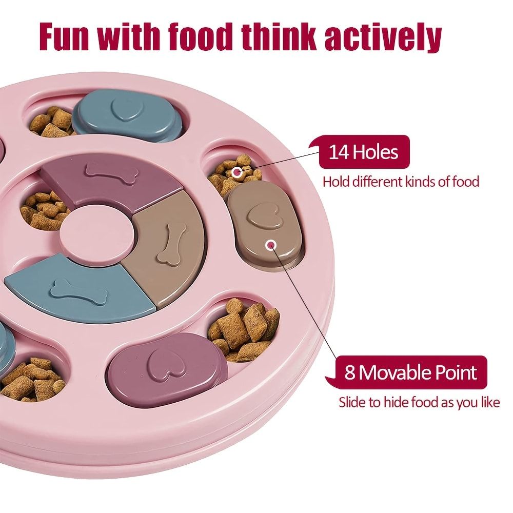 Interactive Dog Puzzle Feeder Toy, Slow Feeder with Sliding Lids for Mental Stimulation, Fun Treat Hide & Seek Game for Boredom Relief and Healthy Eating (Blue)