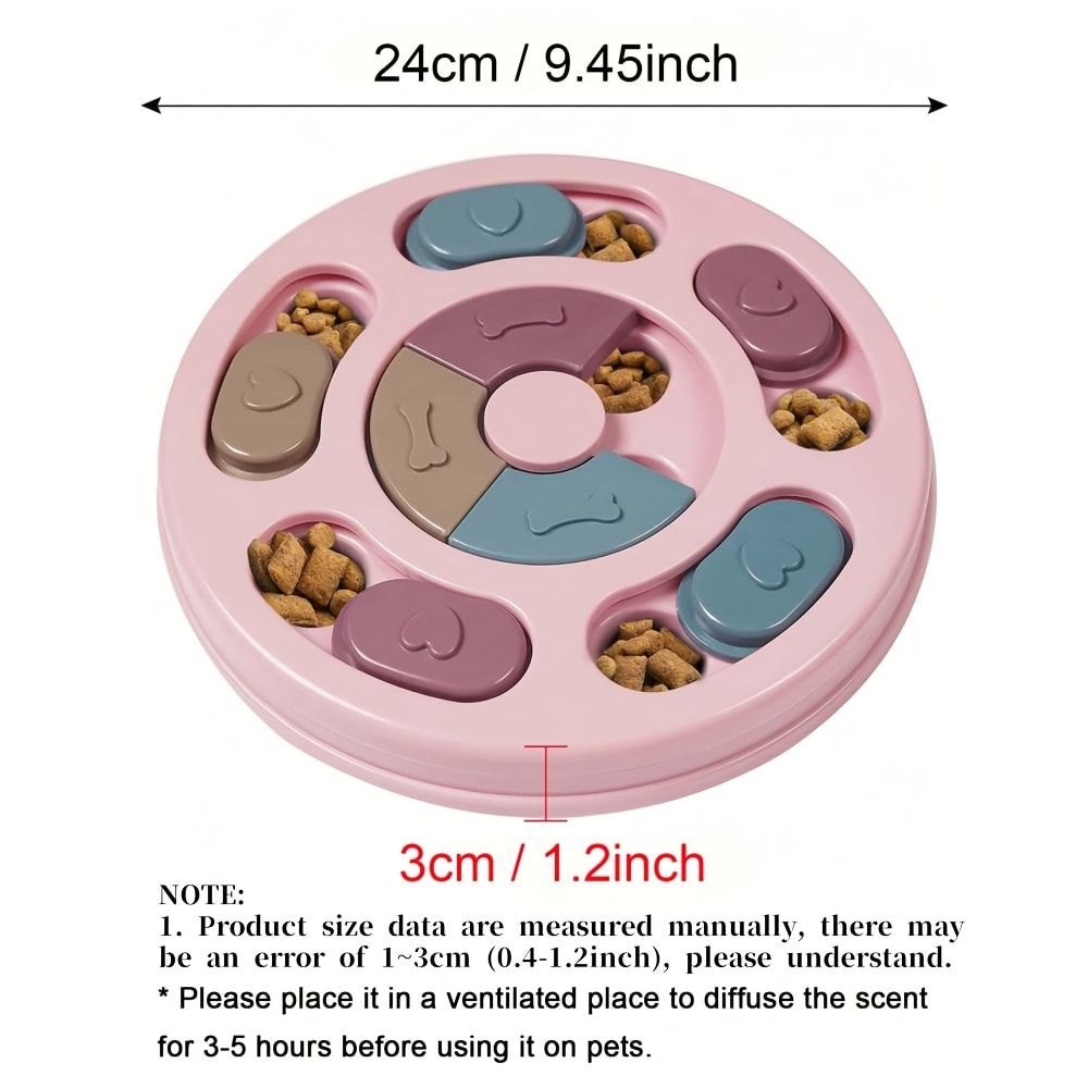 Interactive Dog Puzzle Feeder Toy, Slow Feeder with Sliding Lids for Mental Stimulation, Fun Treat Hide & Seek Game for Boredom Relief and Healthy Eating (Blush)