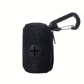 Portable Poop Bag Holder Dispenser for Dog Walking – Mesh Roll Bag Storage Case with Carabiner Clip, Easy One-Hand Pull for Outdoor Pet Waste Cleanup (Black)