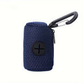 Portable Poop Bag Holder Dispenser for Dog Walking – Mesh Roll Bag Storage Case with Carabiner Clip, Easy One-Hand Pull for Outdoor Pet Waste Cleanup (Navy)