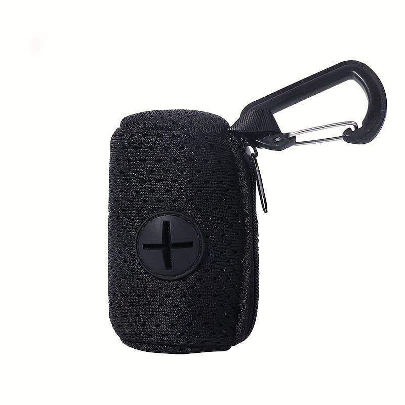 Portable Poop Bag Holder Dispenser for Dog Walking – Mesh Roll Bag Storage Case with Carabiner Clip, Easy One-Hand Pull for Outdoor Pet Waste Cleanup (Navy)
