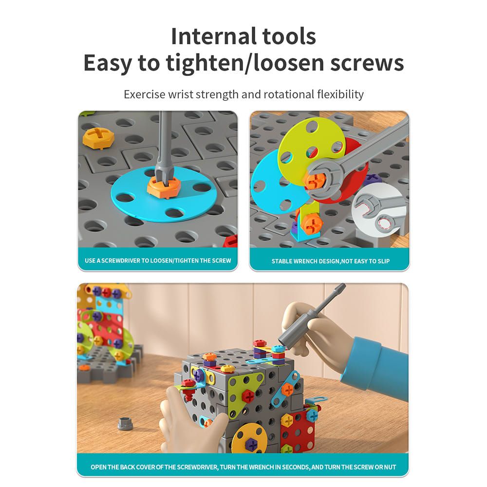 DIY Screw Assembly Building Blocks Set for Kids Ages 3-6 – Creative Educational Toy with Wrench and Screwdriver, Perfect for Parent-Child Interaction and Fine Motor Skills Development (246PCS)