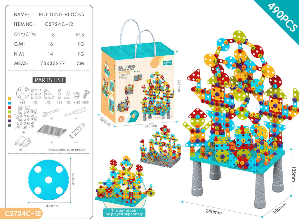 DIY Screw Assembly Building Blocks Set for Kids Ages 3-6 – Creative Educational Toy with Wrench and Screwdriver, Perfect for Parent-Child Interaction and Fine Motor Skills Development (490PCS)