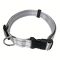 Reflective Dog Collar with Adjustable Nylon Webbing – Safe & Visible Pet Gear for Walks, Outdoor Adventures, and Nighttime Visibility (M, Grey)