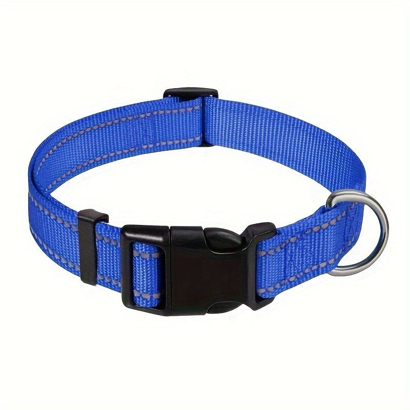 Reflective Dog Collar with Adjustable Nylon Webbing – Safe & Visible Pet Gear for Walks, Outdoor Adventures, and Nighttime Visibility (S, Red)