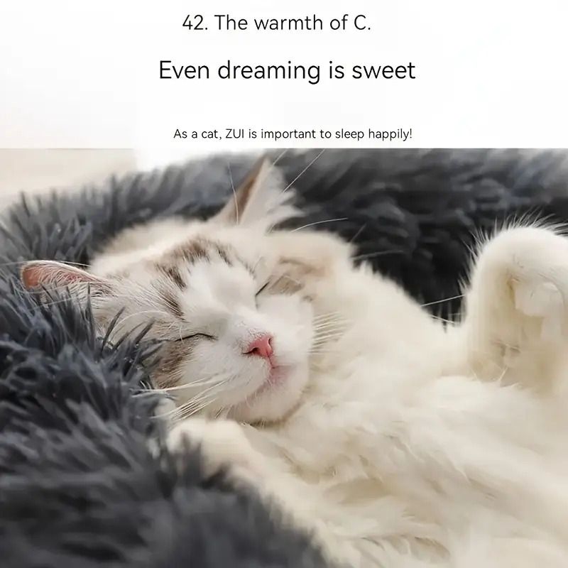 Plush Pet Nest Soft Donut Cat Bed – Cozy Round Couch for Cats and Small Dogs, Comfortable Sleeping Spot for Warmth and Deep Sleep, Suitable for Indoor Home Use (S, Grey)