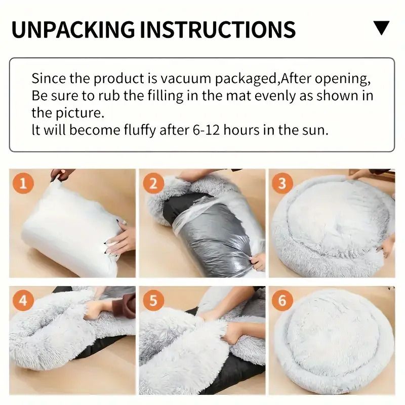 Plush Pet Nest Soft Donut Cat Bed – Cozy Round Couch for Cats and Small Dogs, Comfortable Sleeping Spot for Warmth and Deep Sleep, Suitable for Indoor Home Use (S, White)