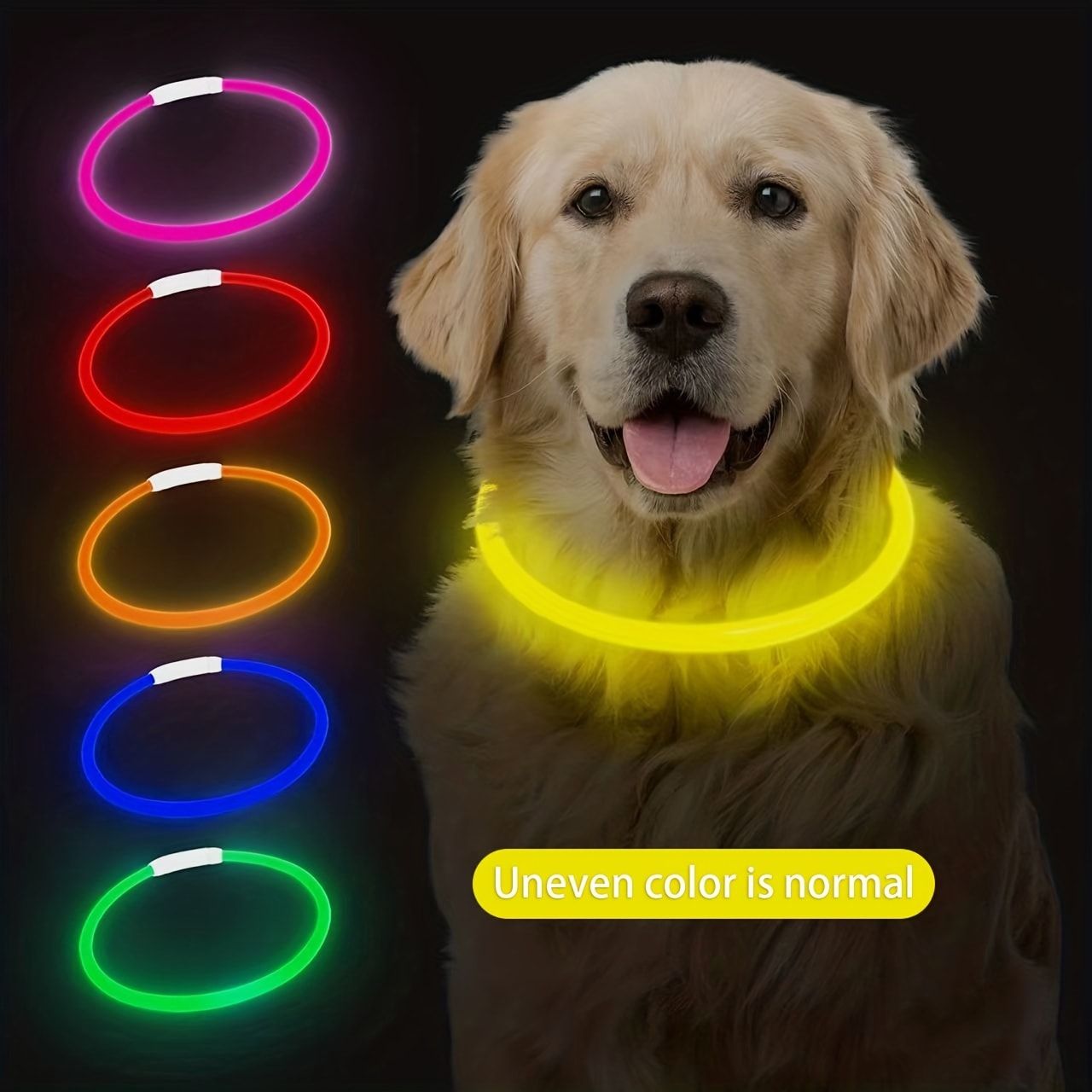 USB Rechargeable LED Glow Pet Collar, Soft Silicone Night Safety Dog & Cat Collar with 6 Colors, 3 Modes, Adjustable Length for Small, Medium, Large Pets, Ideal for Evening Walks and Outdoor Visibility (M, Red)