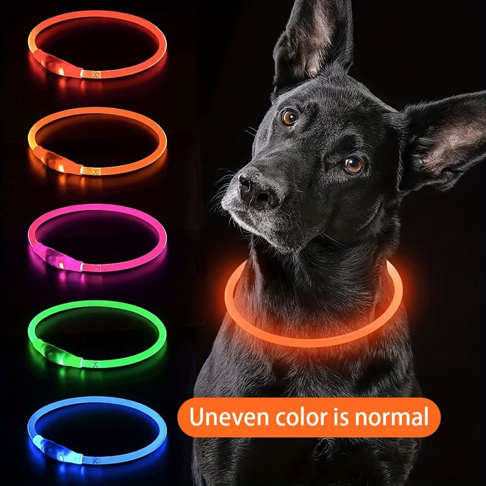 USB Rechargeable LED Glow Pet Collar, Soft Silicone Night Safety Dog & Cat Collar with 6 Colors, 3 Modes, Adjustable Length for Small, Medium, Large Pets, Ideal for Evening Walks and Outdoor Visibility (S, Green)