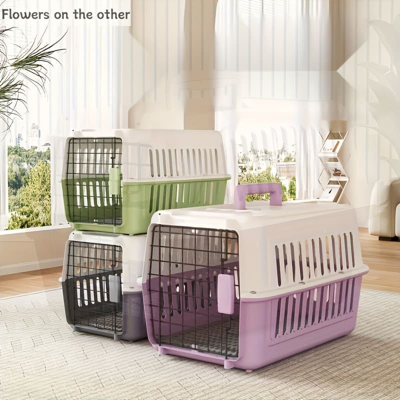 Portable Pet Carrier for Cats and Small Dogs, Airline-Approved Travel Kennel with Comfort Handle, Durable Recyclable PP Material, Compact Design for Indoor, Outdoor, and Air Travel (Green)