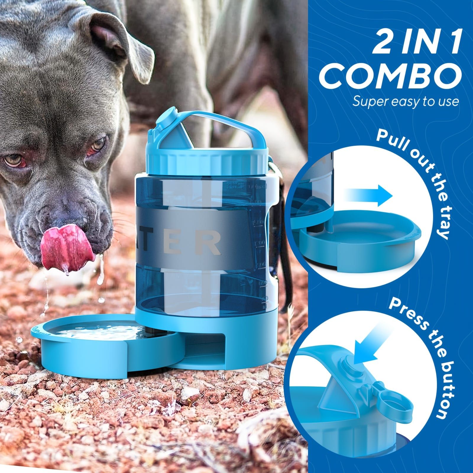Portable Pet Water Bottle with Built-in Bowl – Leak-Proof, Large Capacity 77oz for Camping, Hiking, and Dog Park Adventures – Ideal for Small to Medium Breeds, Easy to Carry Outdoor Dog Travel Dispenser (Black)