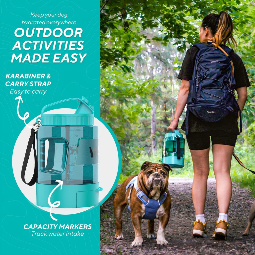 Portable Pet Water Bottle with Built-in Bowl – Leak-Proof, Large Capacity 77oz for Camping, Hiking, and Dog Park Adventures – Ideal for Small to Medium Breeds, Easy to Carry Outdoor Dog Travel Dispenser (Black)