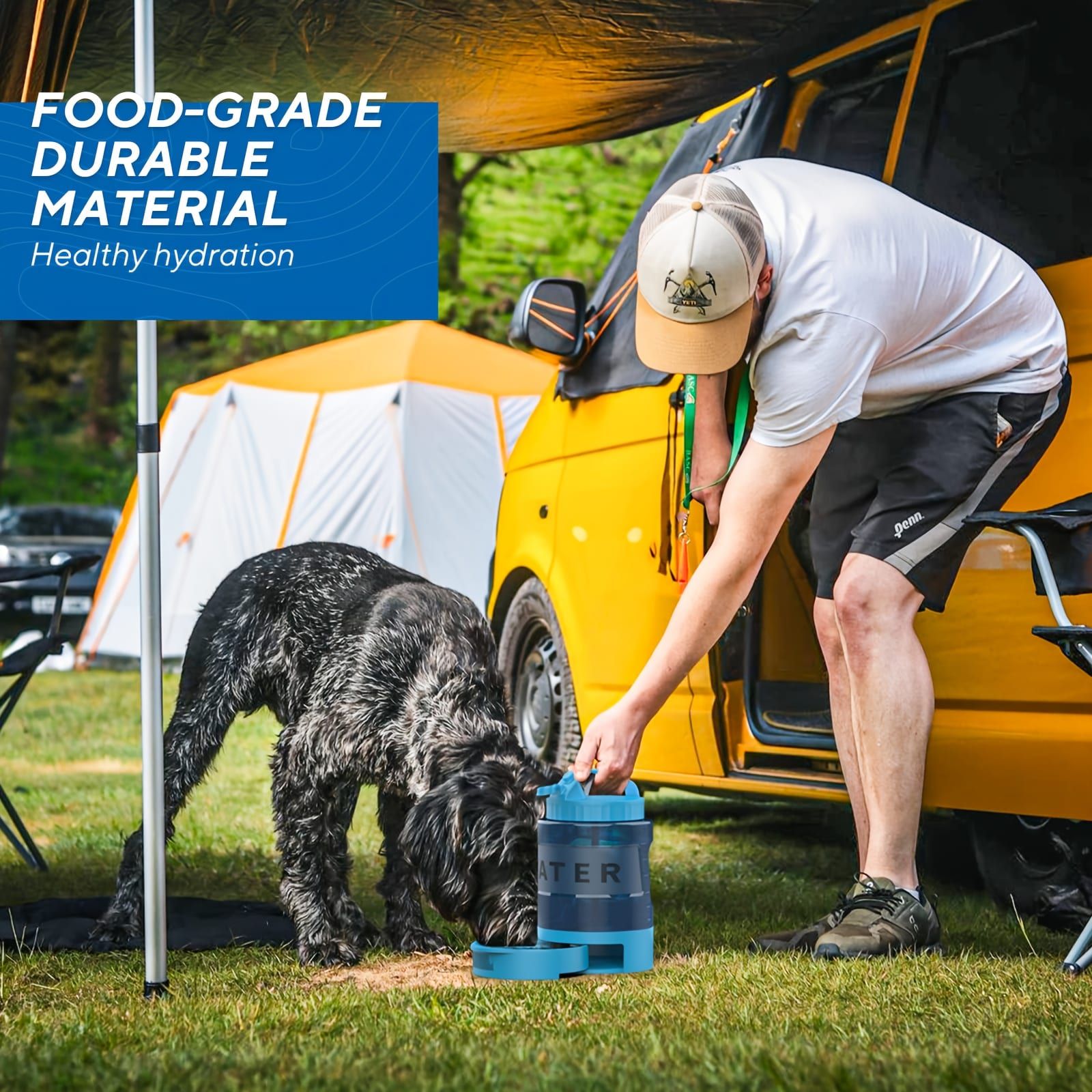 Portable Pet Water Bottle with Built-in Bowl – Leak-Proof, Large Capacity 77oz for Camping, Hiking, and Dog Park Adventures – Ideal for Small to Medium Breeds, Easy to Carry Outdoor Dog Travel Dispenser (Black)