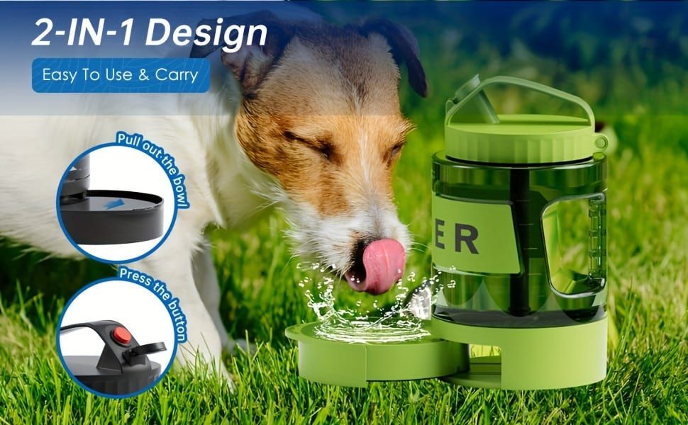 Portable Pet Water Bottle with Built-in Bowl – Leak-Proof, Large Capacity 77oz for Camping, Hiking, and Dog Park Adventures – Ideal for Small to Medium Breeds, Easy to Carry Outdoor Dog Travel Dispenser (Black)