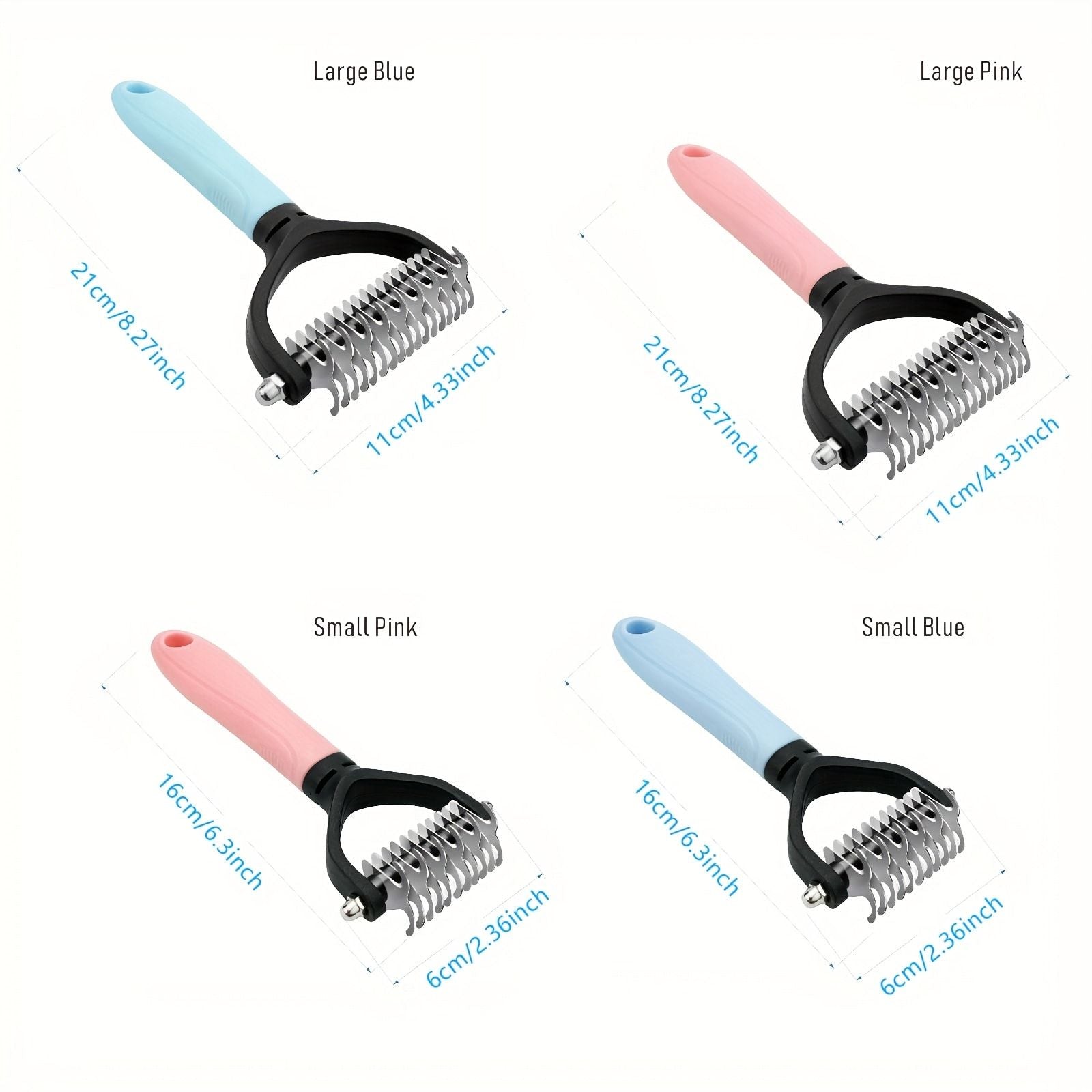 Professional Pet Dematting Comb for Dogs and Cats - Stainless Steel Grooming Tool for Removing Tangles, Mats, and Loose Undercoat Hair, Ideal for Long-Haired and Thick-Coated Breeds - S - Sky Blue