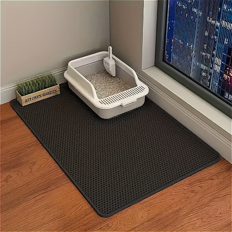 Double-Layer Honeycomb Cat Litter Mat – Waterproof, Slip-Resistant, Leak-Proof, and Easy-Clean Pet Mat for Litter Box Area, Odor-Free and Durable with 6 Vibrant Colors Available (L, Beige)