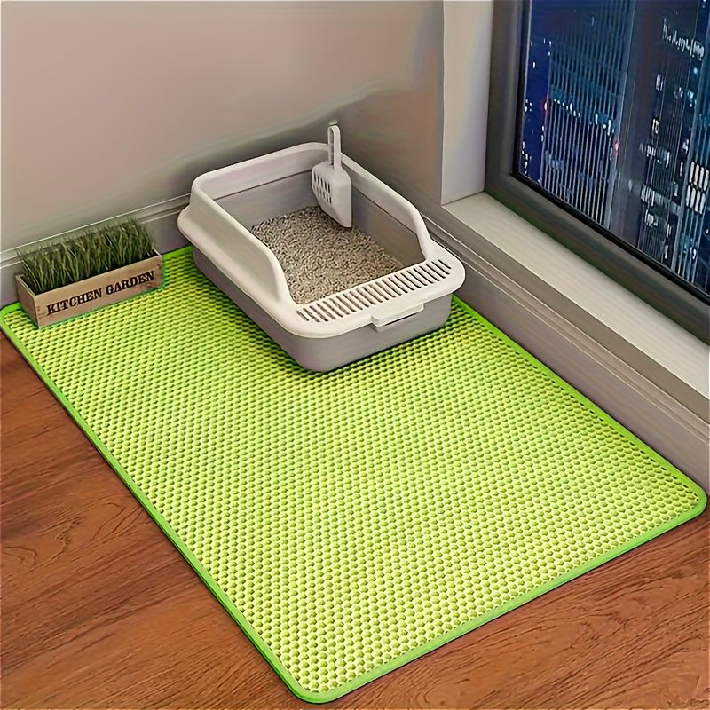 Double-Layer Honeycomb Cat Litter Mat – Waterproof, Slip-Resistant, Leak-Proof, and Easy-Clean Pet Mat for Litter Box Area, Odor-Free and Durable with 6 Vibrant Colors Available (L, Beige)
