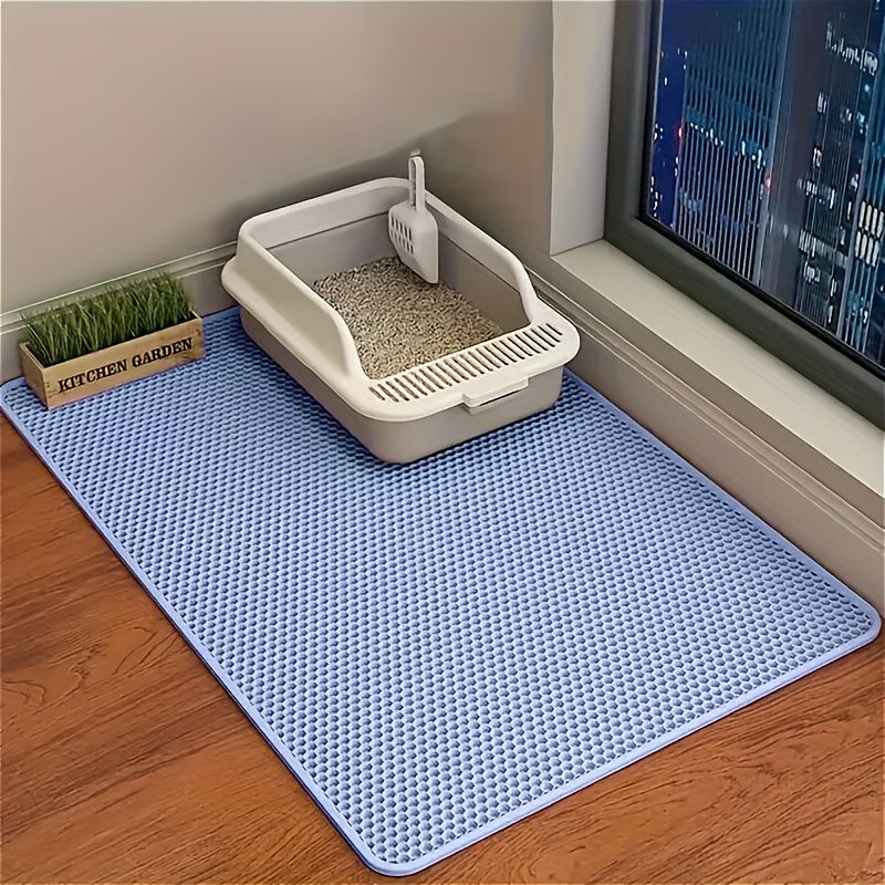 Double-Layer Honeycomb Cat Litter Mat – Waterproof, Slip-Resistant, Leak-Proof, and Easy-Clean Pet Mat for Litter Box Area, Odor-Free and Durable with 6 Vibrant Colors Available (L, GrassGreen)