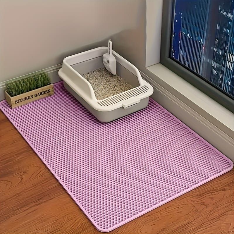 Double-Layer Honeycomb Cat Litter Mat – Waterproof, Slip-Resistant, Leak-Proof, and Easy-Clean Pet Mat for Litter Box Area, Odor-Free and Durable with 6 Vibrant Colors Available (XL, GrassGreen)