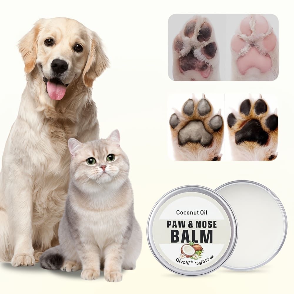 Paw & Nose Care Balm for Dogs and Cats – Deep Moisturizing Treatment for Cracked Pads and Dry Noses, with Coconut Oil or Blueberry Extract, Ideal for Home or On-the-Go Use (OLI00742)