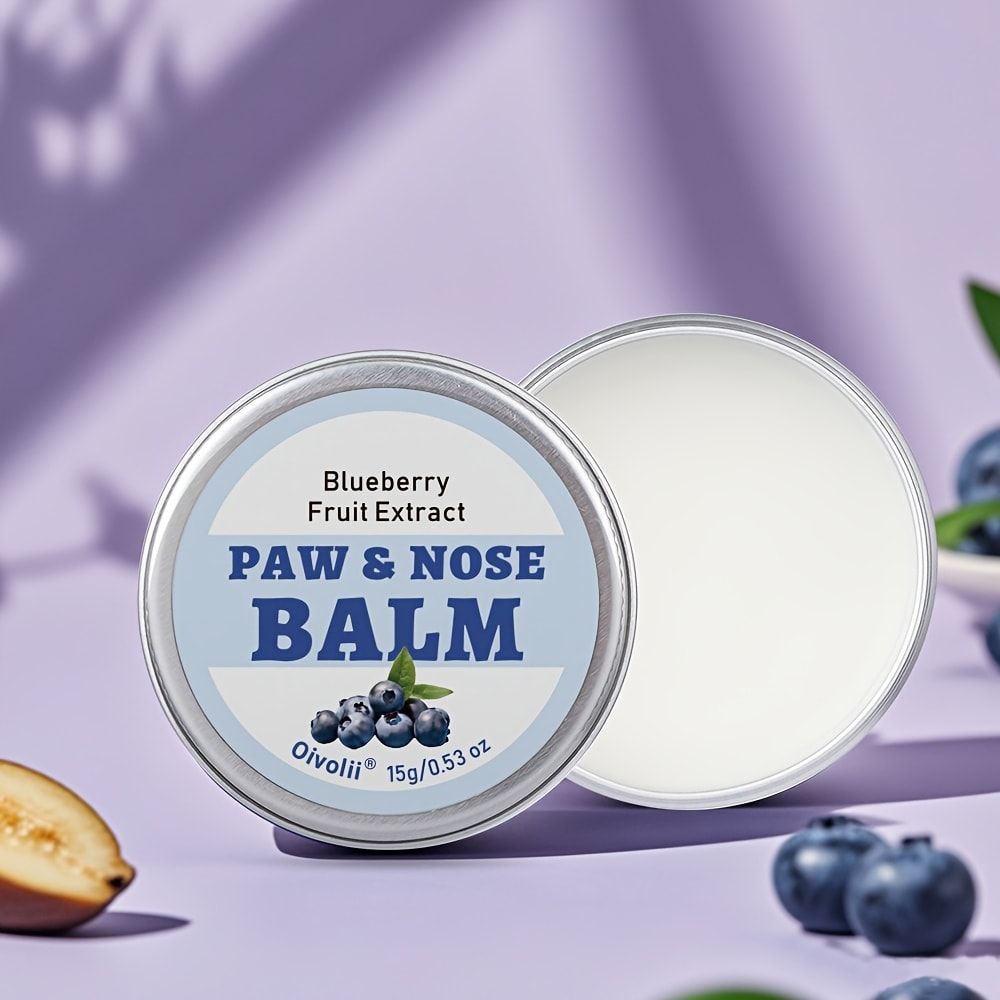 Paw & Nose Care Balm for Dogs and Cats – Deep Moisturizing Treatment for Cracked Pads and Dry Noses, with Coconut Oil or Blueberry Extract, Ideal for Home or On-the-Go Use (OLI00743)