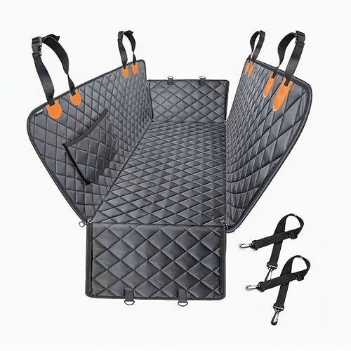 100% Waterproof Pet Car Seat Cover Hammock – Heavy-Duty 600D Scratch-Resistant, Anti-Slip, Soft & Durable Dog Seat Protector for Cars, Trucks, and SUVs – Fits Rear Seats with Easy Foldable Design (Black)