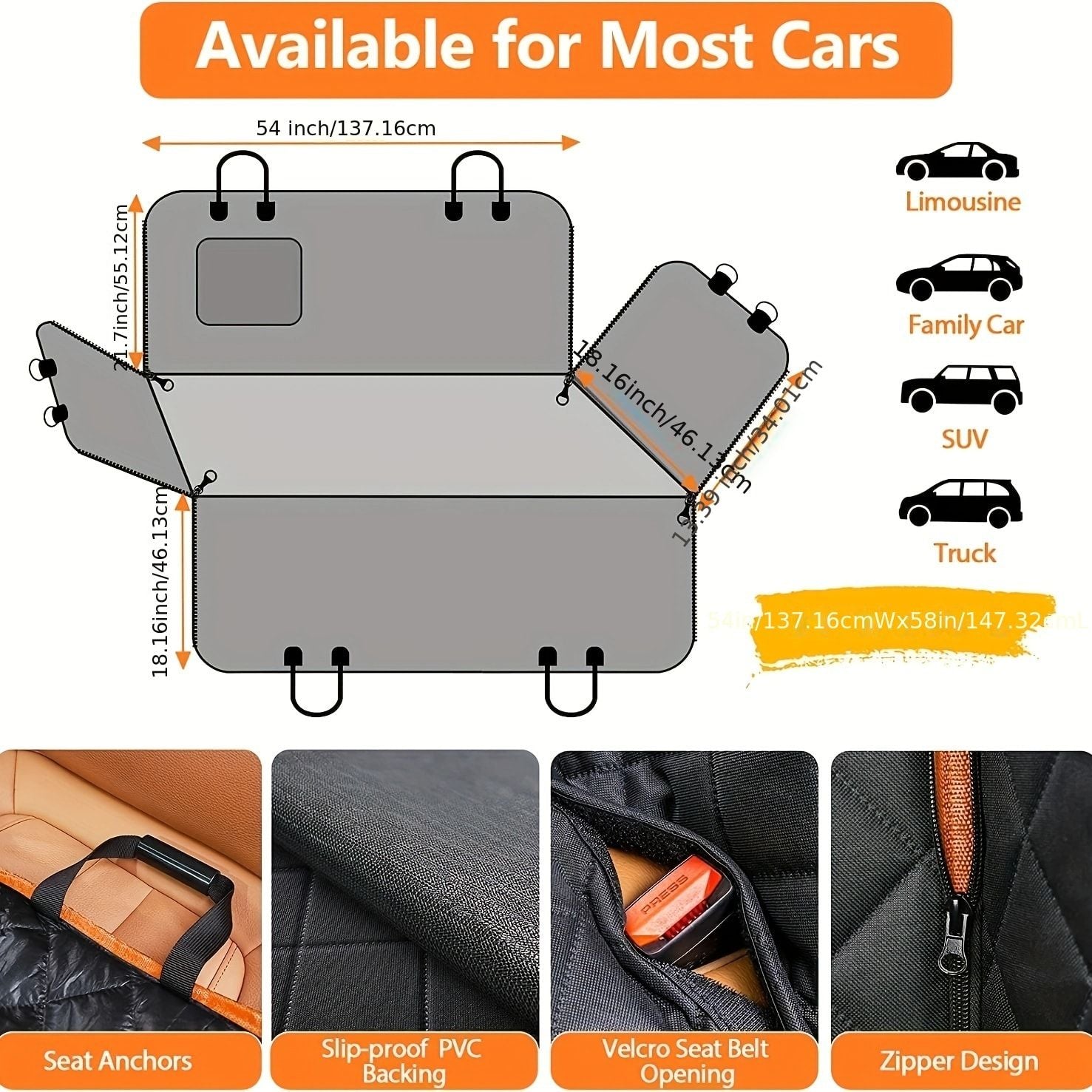 100% Waterproof Pet Car Seat Cover Hammock – Heavy-Duty 600D Scratch-Resistant, Anti-Slip, Soft & Durable Dog Seat Protector for Cars, Trucks, and SUVs – Fits Rear Seats with Easy Foldable Design (Black)