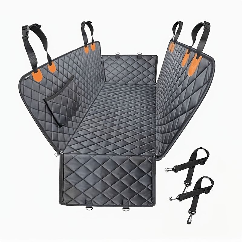 100% Waterproof Pet Car Seat Cover Hammock – Heavy-Duty 600D Scratch-Resistant, Anti-Slip, Soft & Durable Dog Seat Protector for Cars, Trucks, and SUVs – Fits Rear Seats with Easy Foldable Design (BlackOrange)
