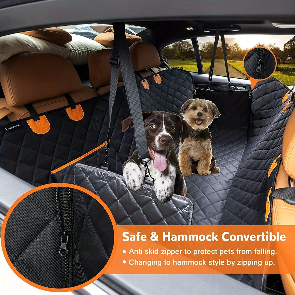100% Waterproof Pet Car Seat Cover Hammock – Heavy-Duty 600D Scratch-Resistant, Anti-Slip, Soft & Durable Dog Seat Protector for Cars, Trucks, and SUVs – Fits Rear Seats with Easy Foldable Design (BlackOrange)