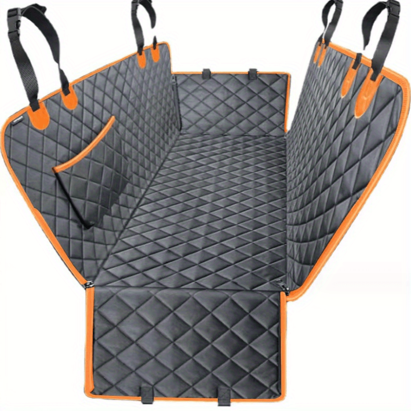 100% Waterproof Pet Car Seat Cover Hammock – Heavy-Duty 600D Scratch-Resistant, Anti-Slip, Soft & Durable Dog Seat Protector for Cars, Trucks, and SUVs – Fits Rear Seats with Easy Foldable Design (Orange)