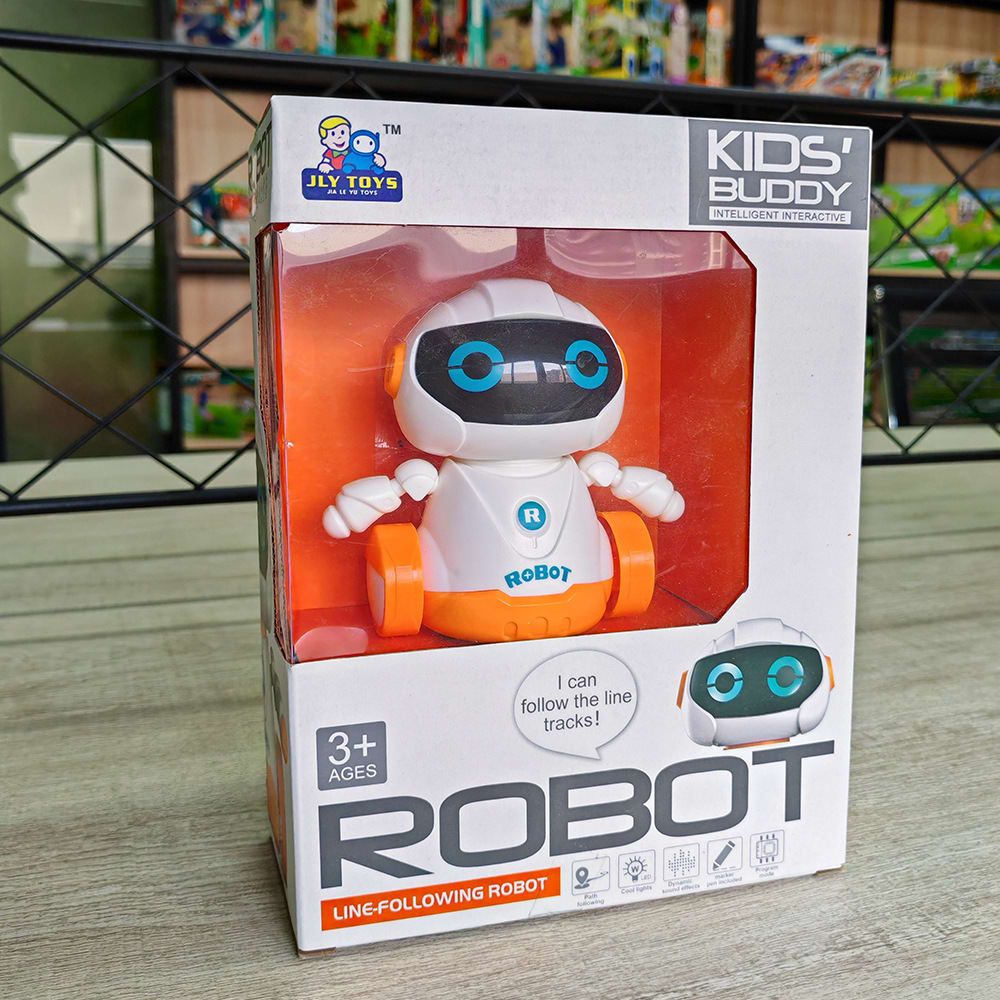 Smart Track-Following Robot Toy for Kids Ages 3+, Interactive Educational Drawing Car with Lights and Sound Effects, Fun Line-Tracing Robot for Home Play (Orange)